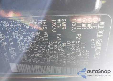 2013 Nissan Juke Sl z USA, uszkodzony, nr VIN JN8AF5MVXDT223824